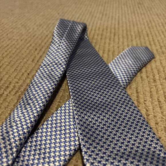 CHARLES TYRWHITT Downing Royal & White Woven Puppytooth Silk Tie NWT - Picture 6 of 9